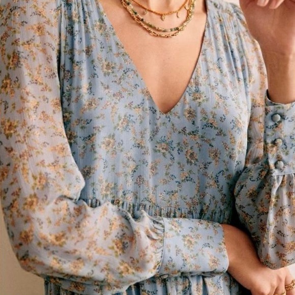 Sezane Blue Floral Mini Dress - Picture 2 of 7